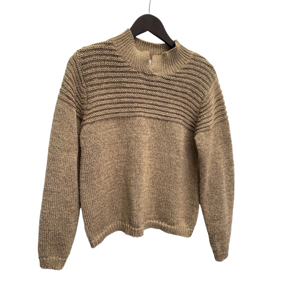 Vintage Fia Italia Beige Handloomed Split Neck Sweater Size L